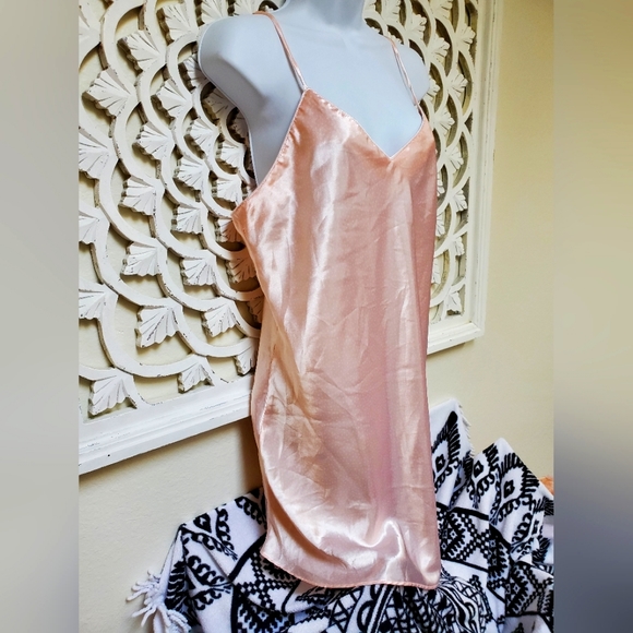 Vintage Katherine Camisole Slip Dress Sleep Top Satin Pink White Polka-d… - Picture 1 of 14